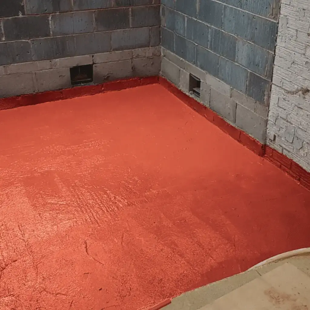 LGM Liquid Gas Membrane Red Installed To Both Wall Floor – Toner Dampproofing Supplies Ltd (Ireland)